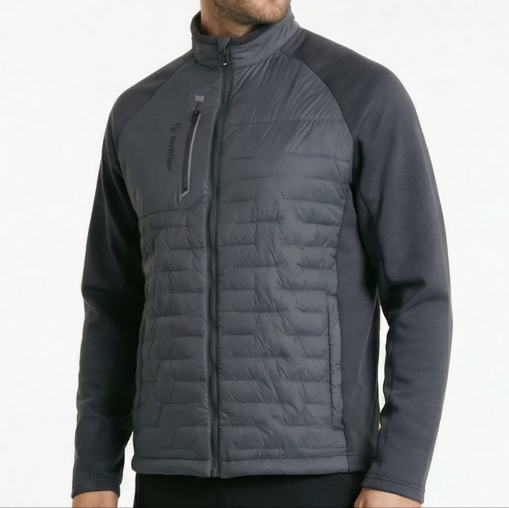 Sunice Men's Hamilton Gray & Black Mock Neck Zip Up Hybrid Lightweight Jacket